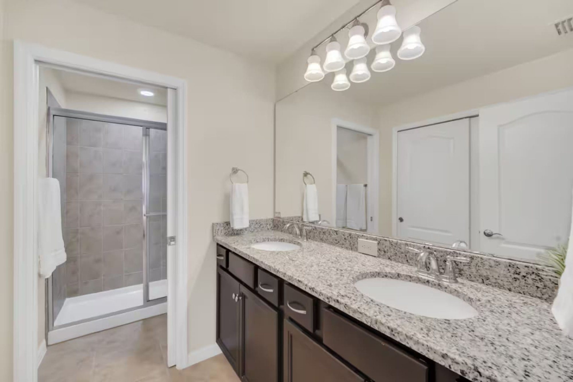 Double vanity in the shared upstairs bath
