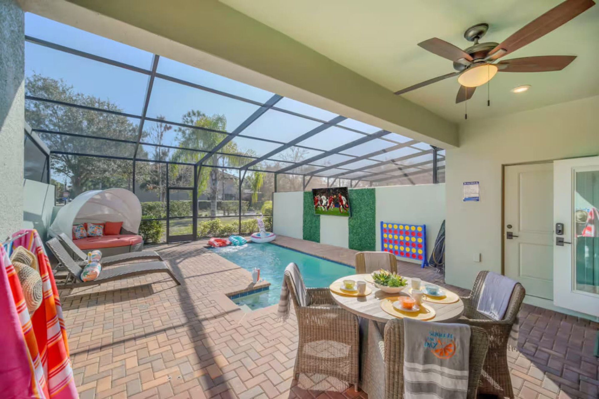 Screened pool and lanai seen from the house