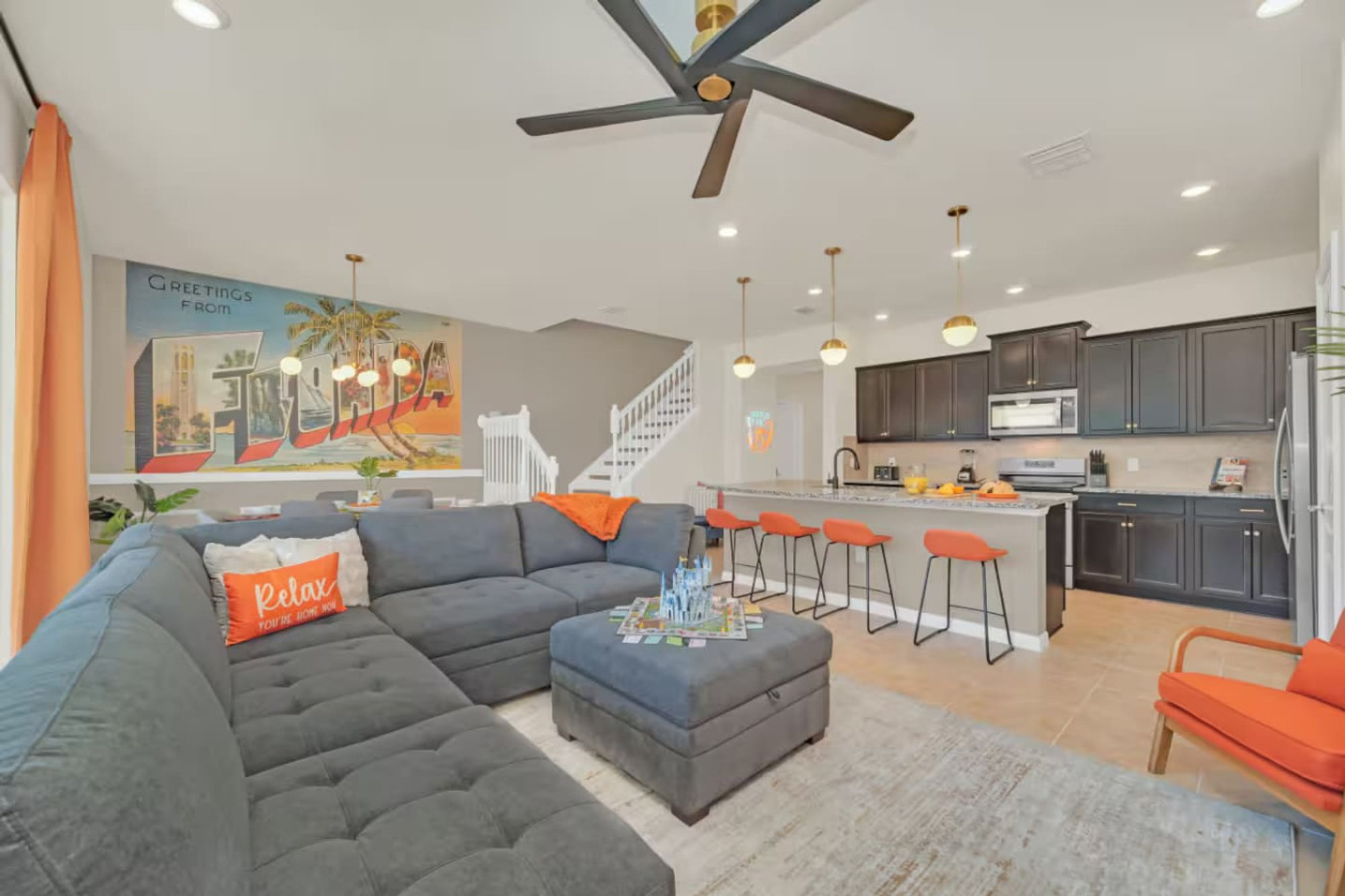 Living room and kitchen from the lanai doors
